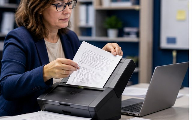 Educator scanning course documents into accessible PDFs