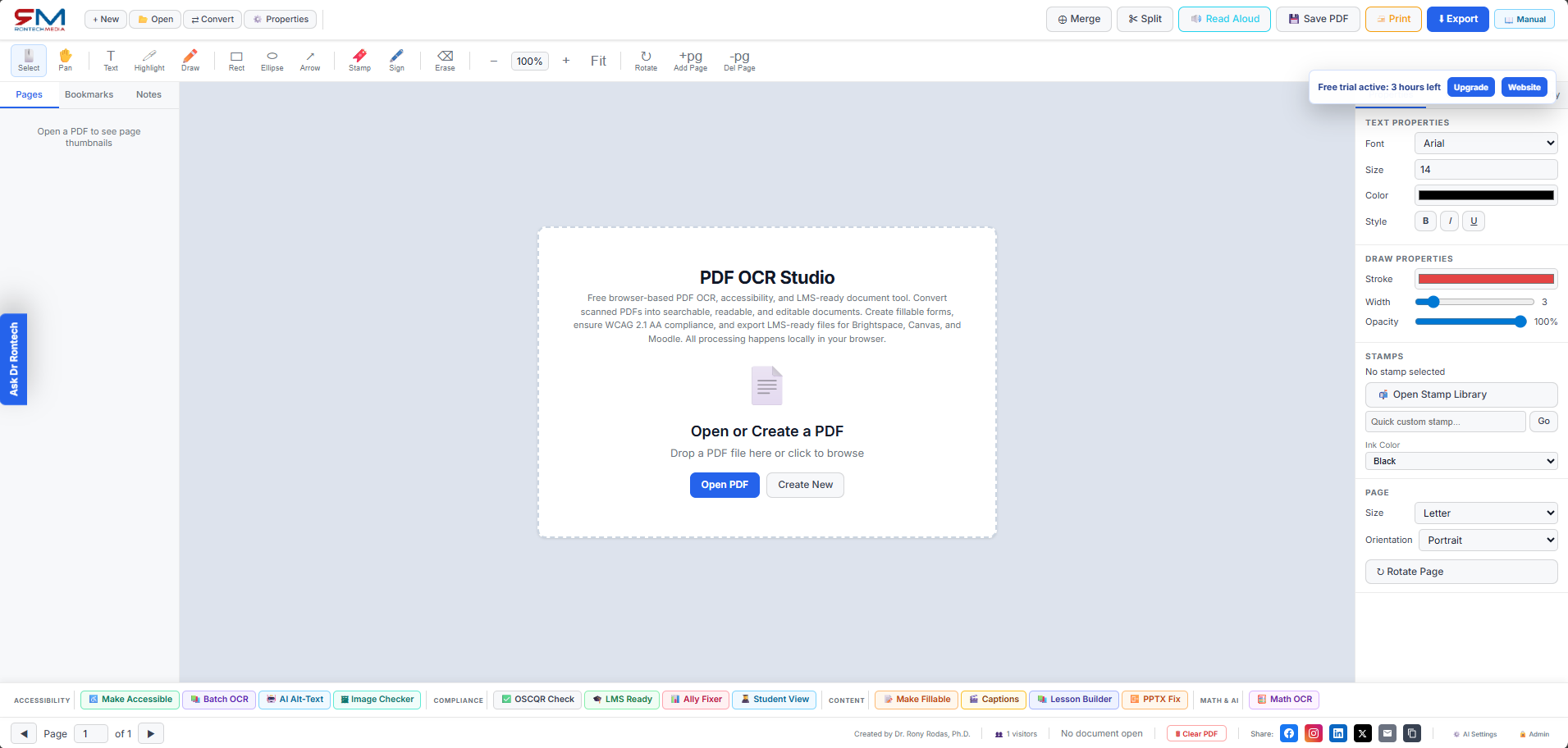Screenshot preview of the PDF OCR Studio Pro platform interface